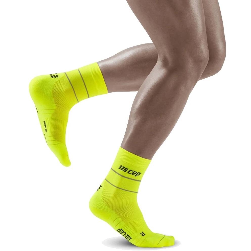 CEP Men's Reflective Compression Socks Mid Cut, neon yellow