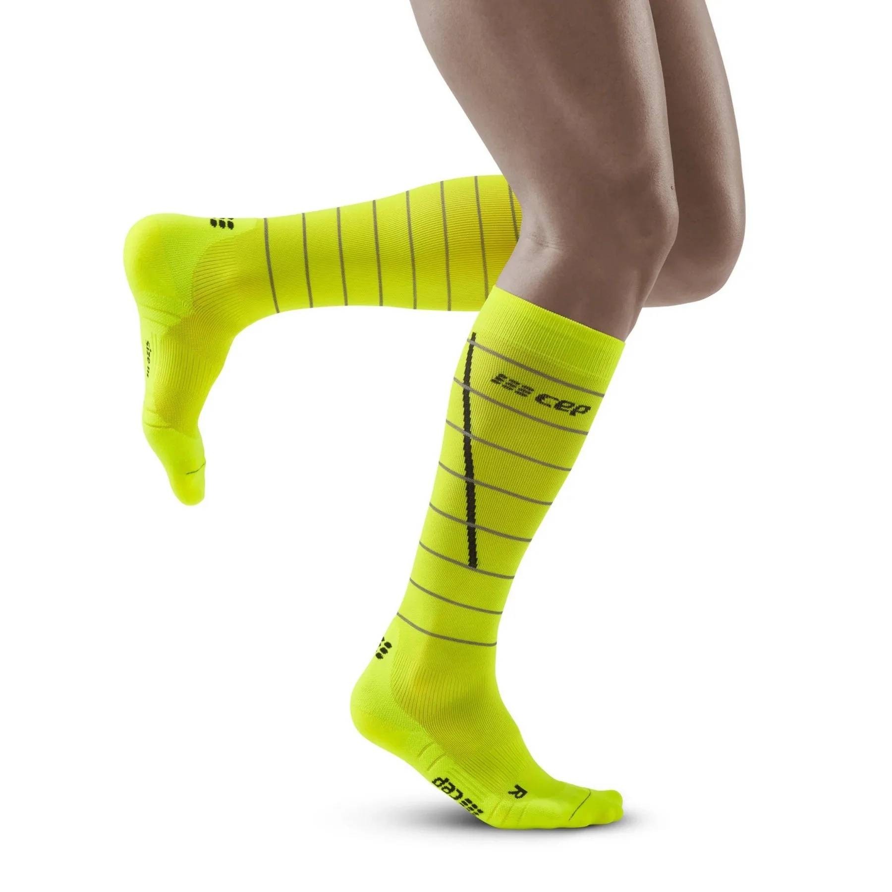 CEP MEN Compression Reflective Tall Socks, neon yellow