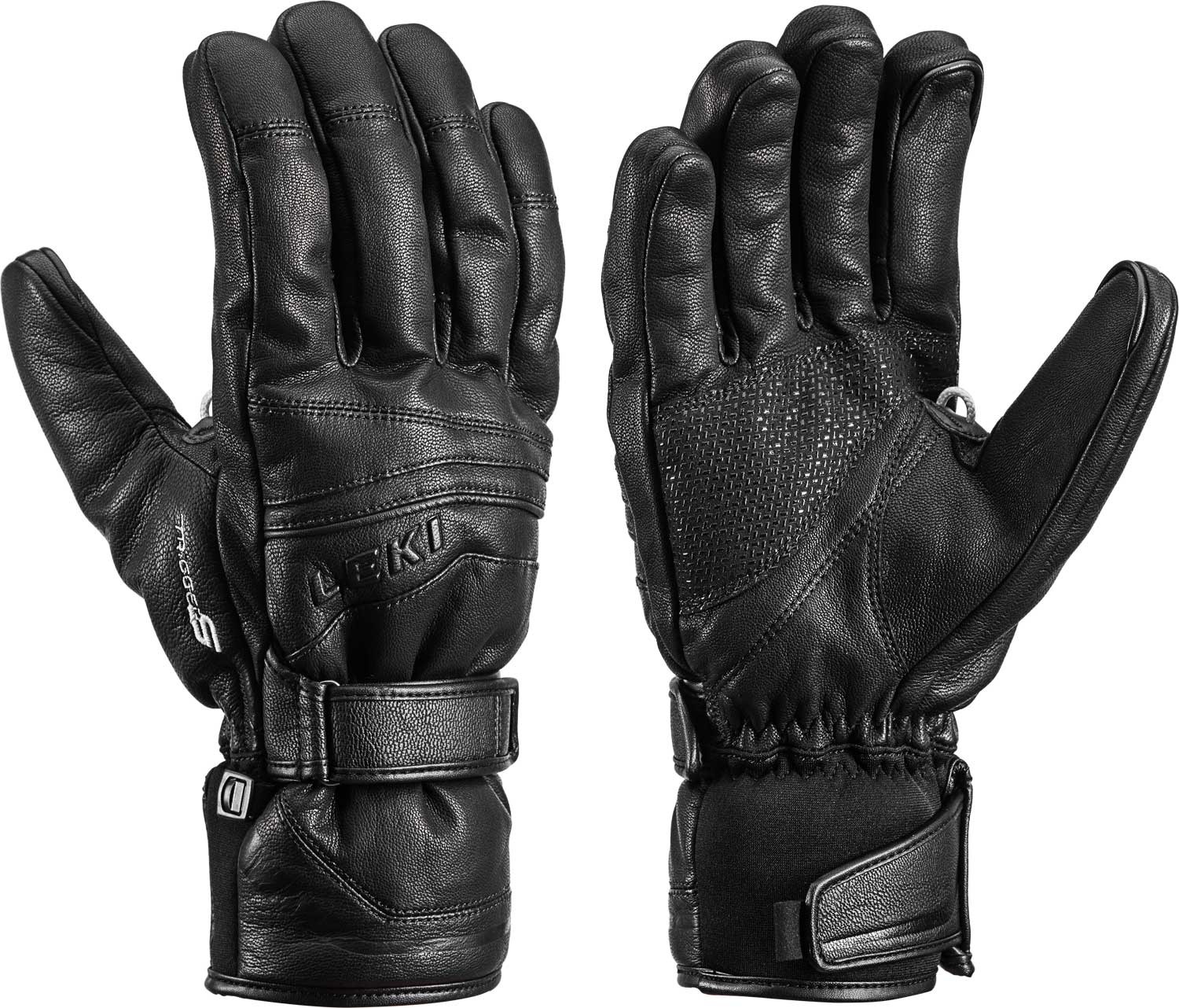 Black leather ski shop gloves