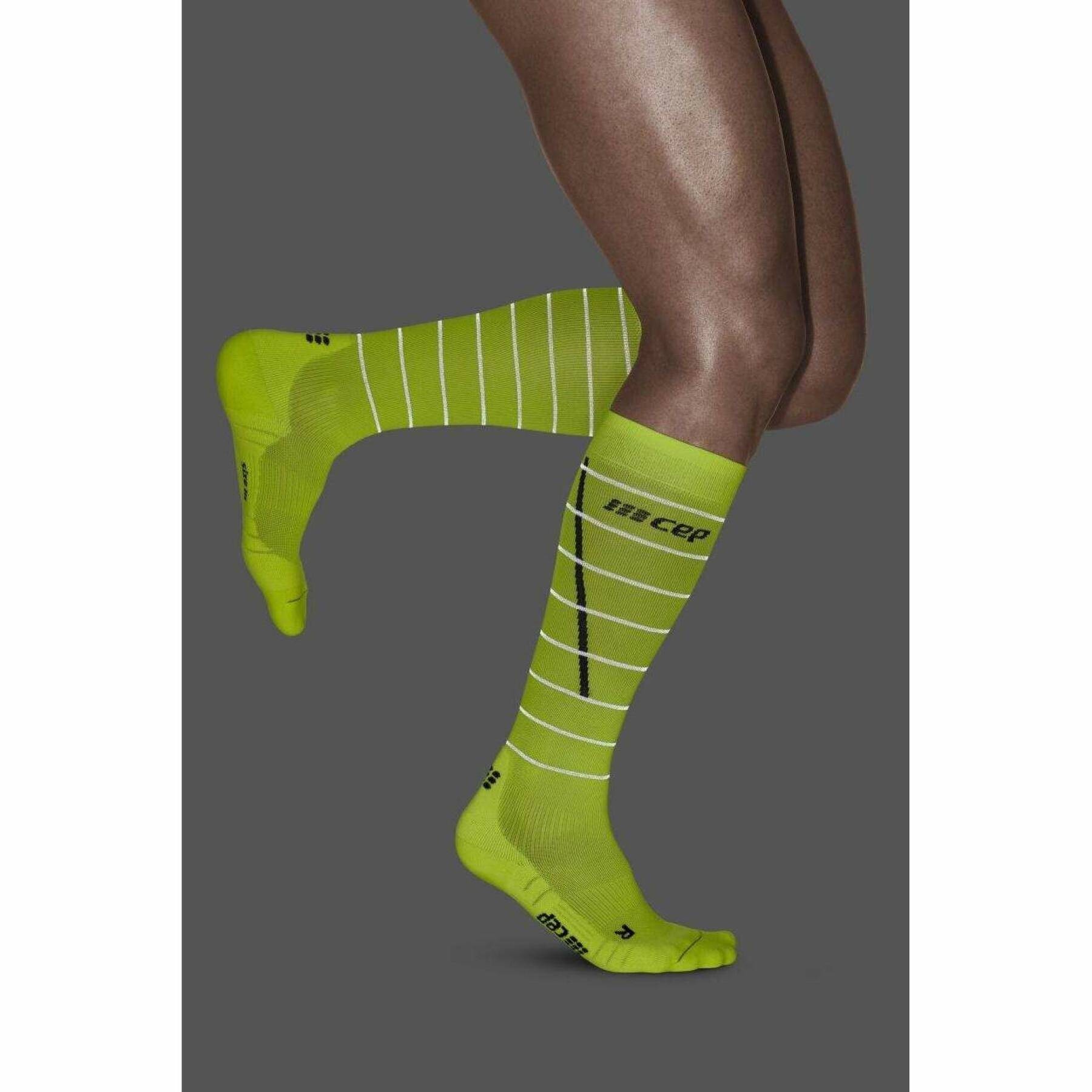 CEP MEN Compression Reflective Tall Socks, neon yellow