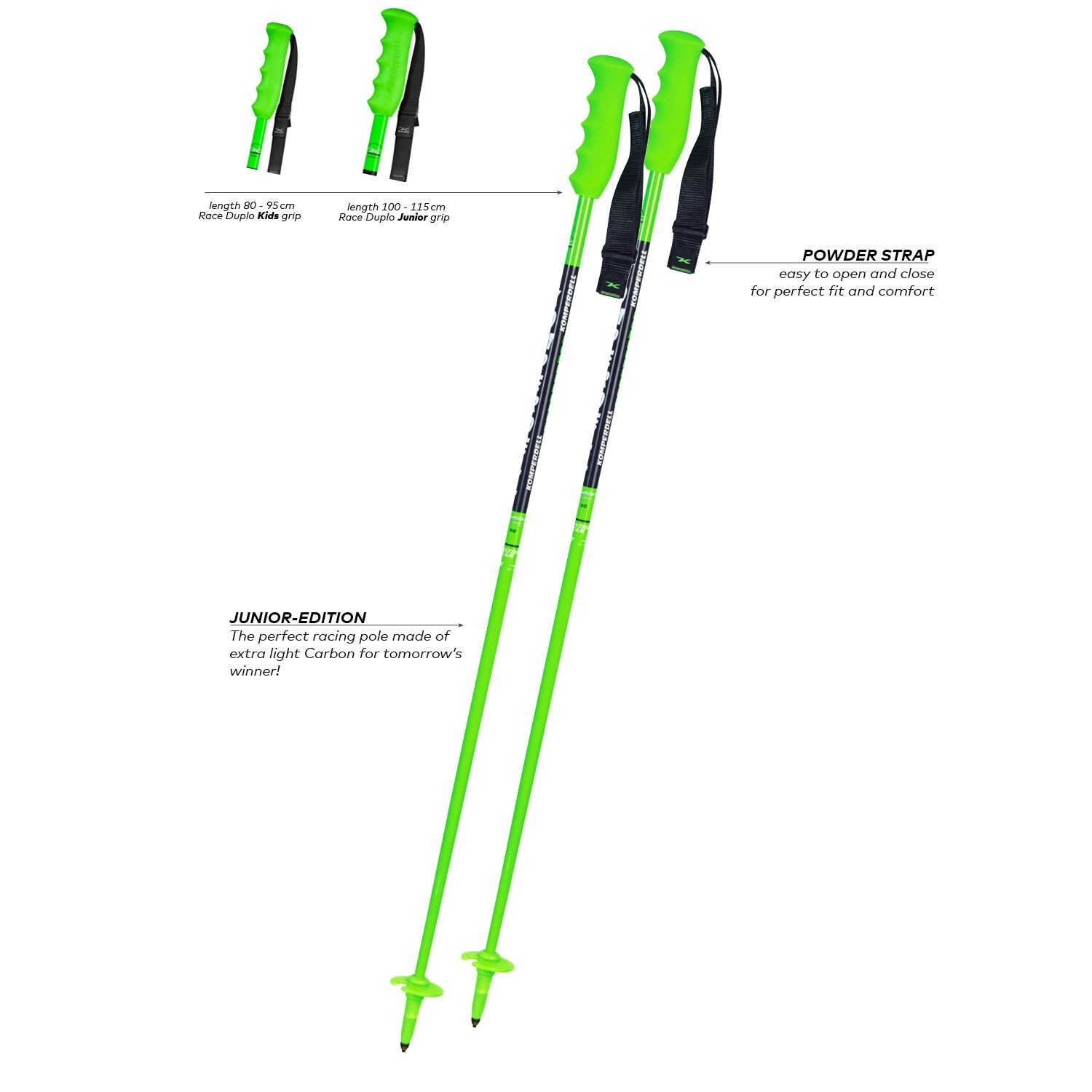 【SALE／55%OFF】 Nationalteam Komperdell Carbon poles ski Junior 115cm～