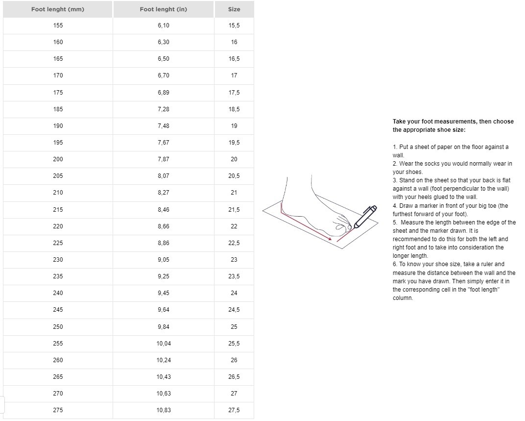 Youth ski boot size chart mm hot sale