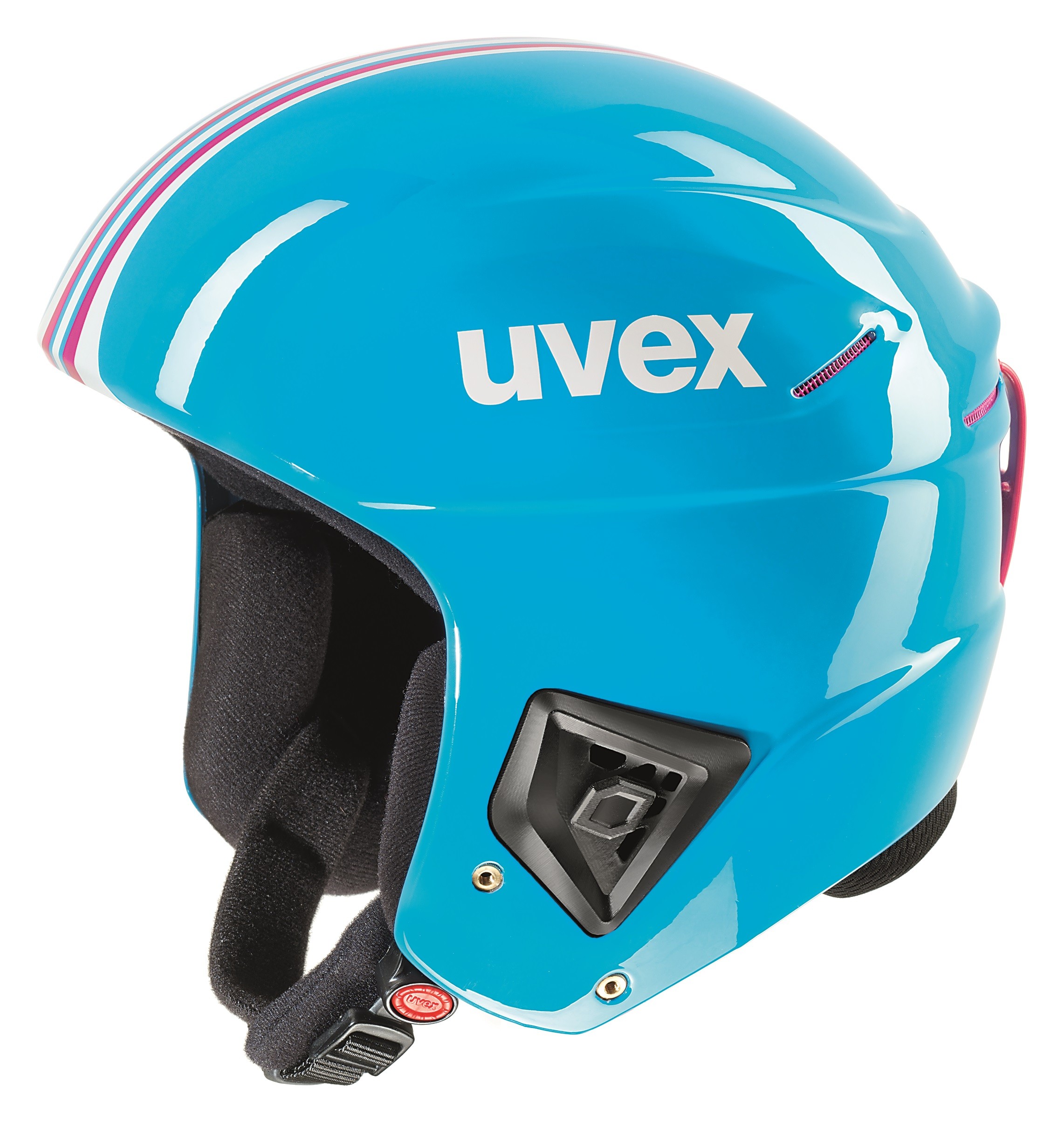 Uvex race + FIS ski helmet, 2017, cyan/pink