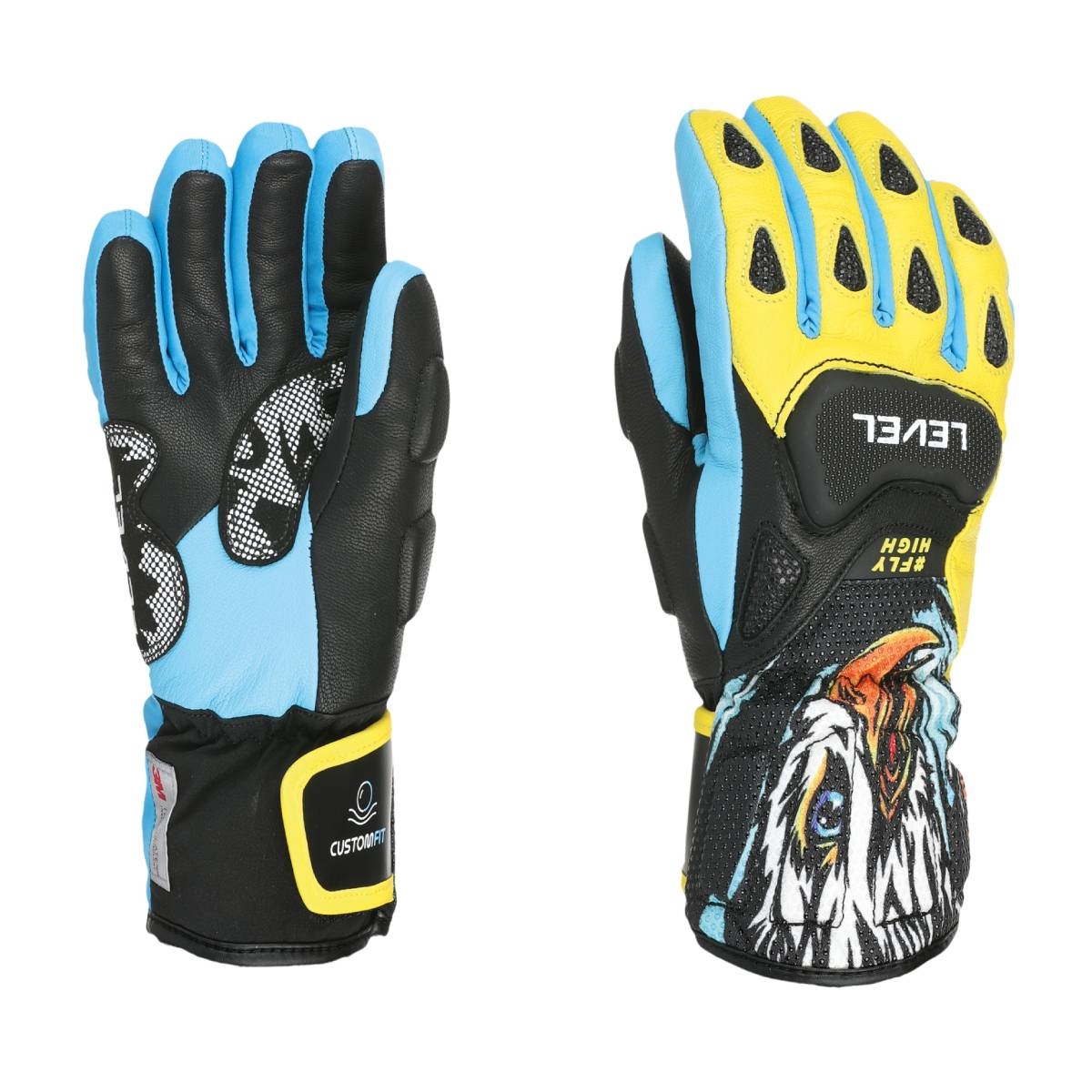 Level SQ JR CF Junior ski gloves, yellow blue