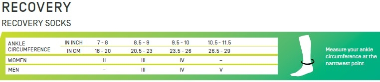 cep recovery socks size guide