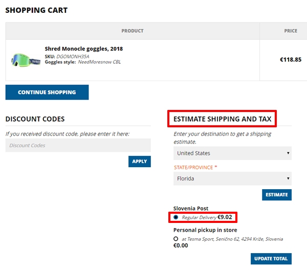 estimate shipping costs