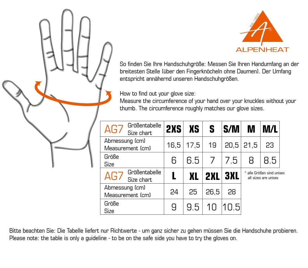 ag7 size chart