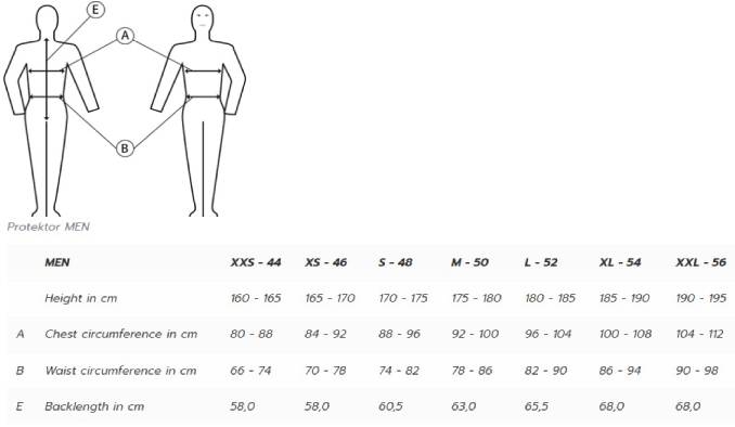 komperdell vest size chart